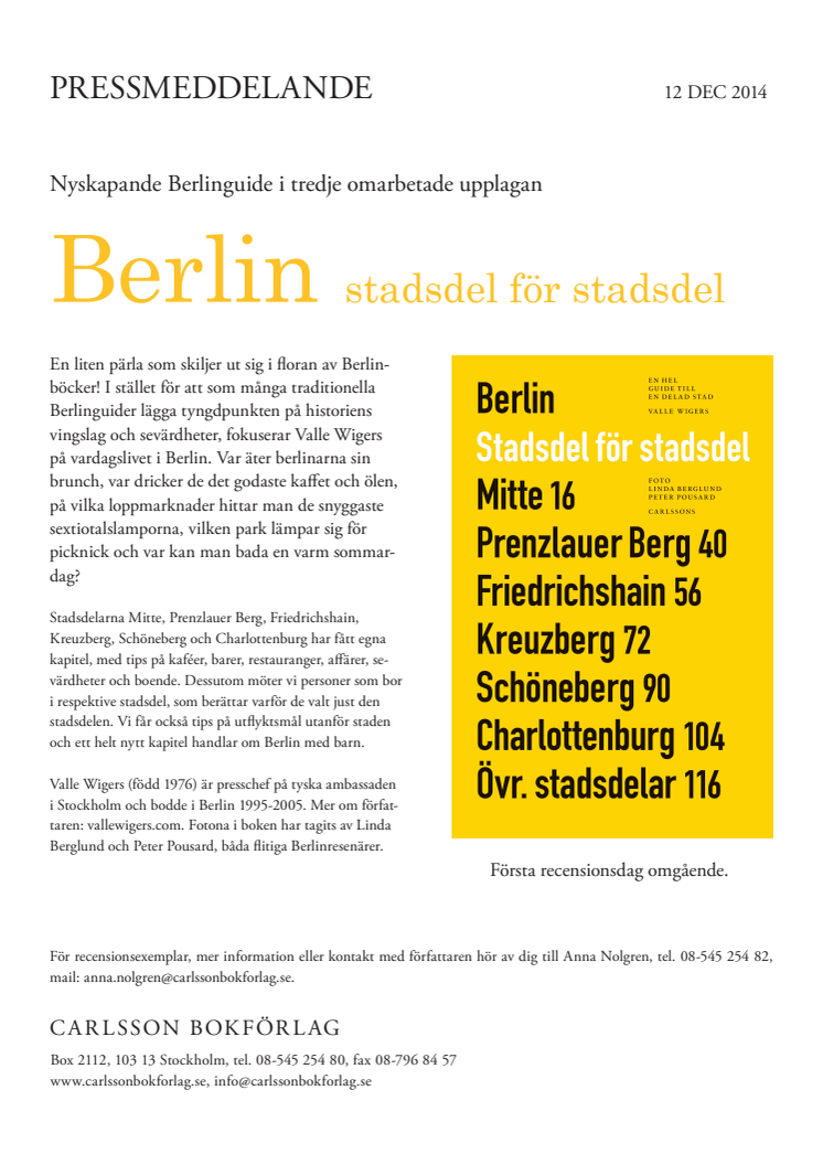 "Berlin - stadsdel för stadsdel". Nyskapande Berlinguide i tredje omarbetade upplagan