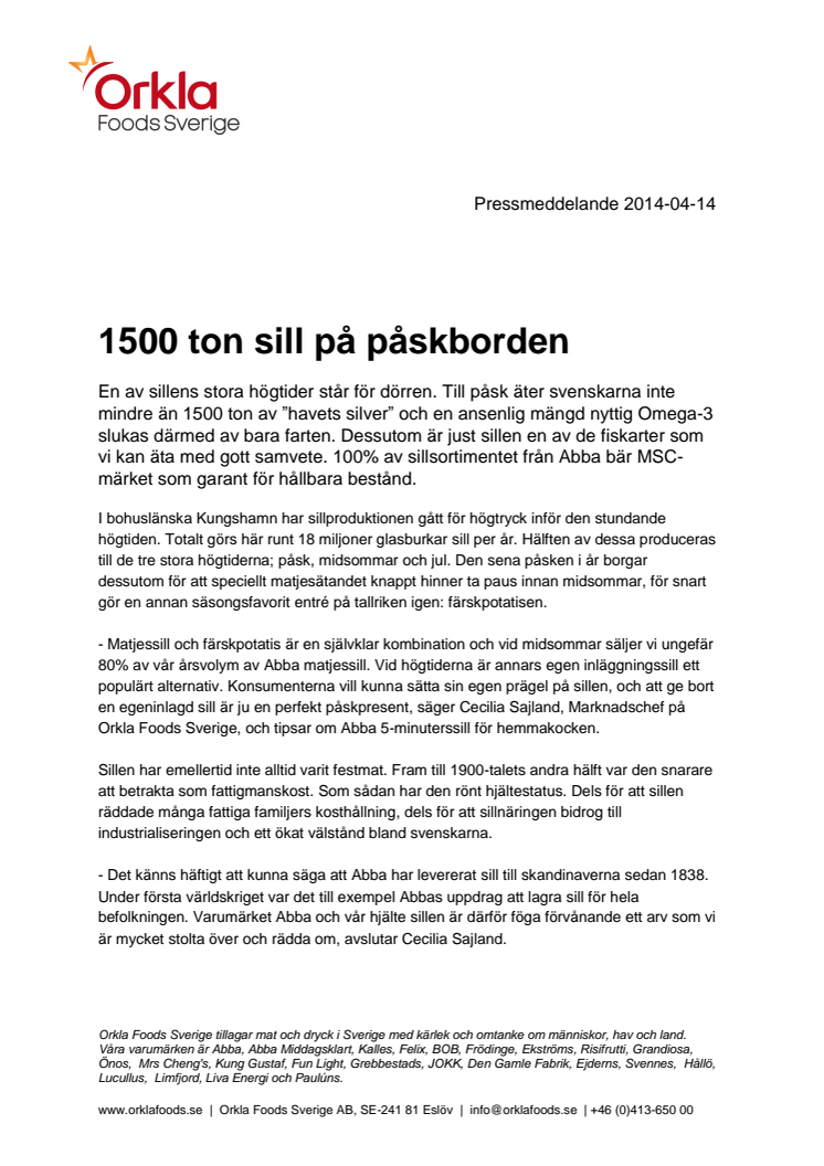 1500 ton sill på påskborden