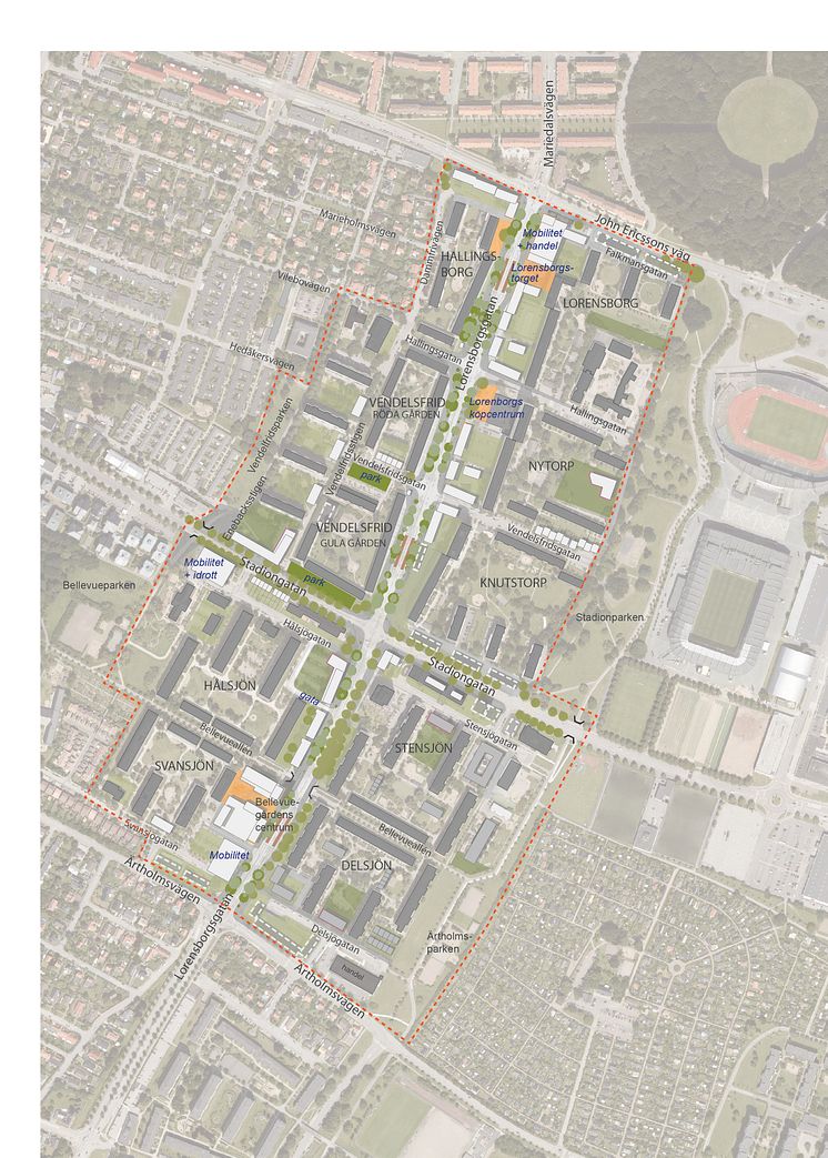 Lorensborg och Bellevuegården Strukturskiss