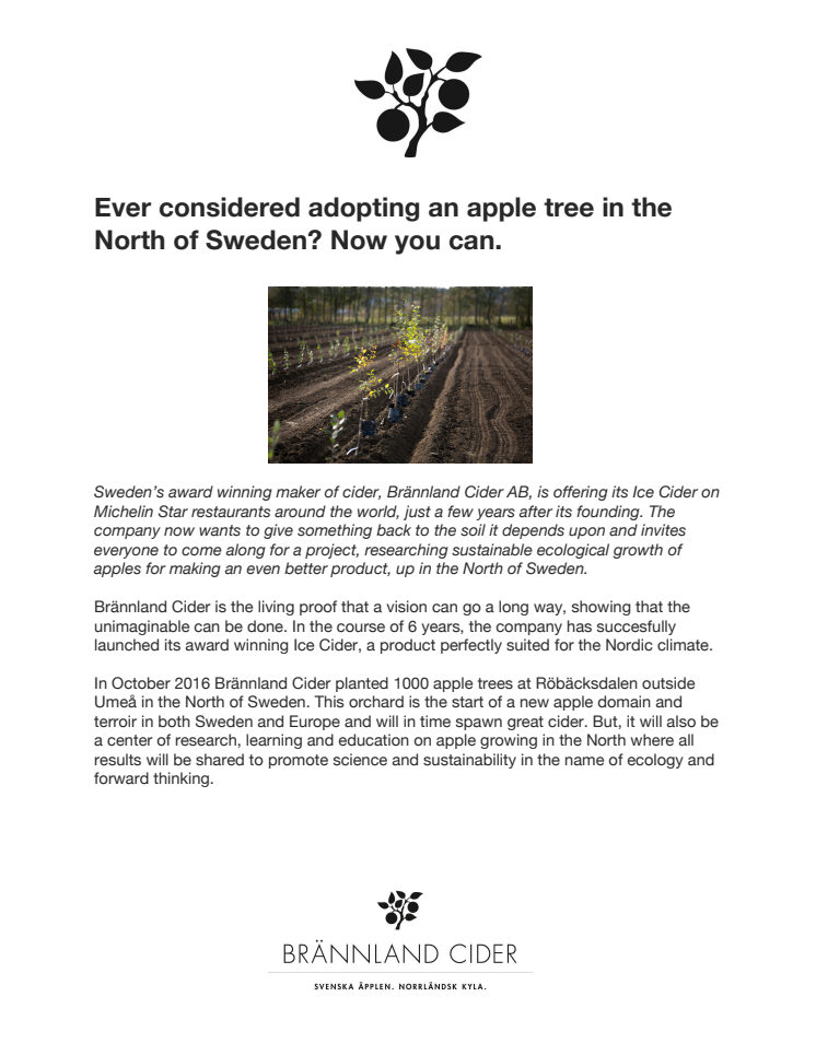 Ever considered adopting an apple tree in the North of Sweden? Now you can.