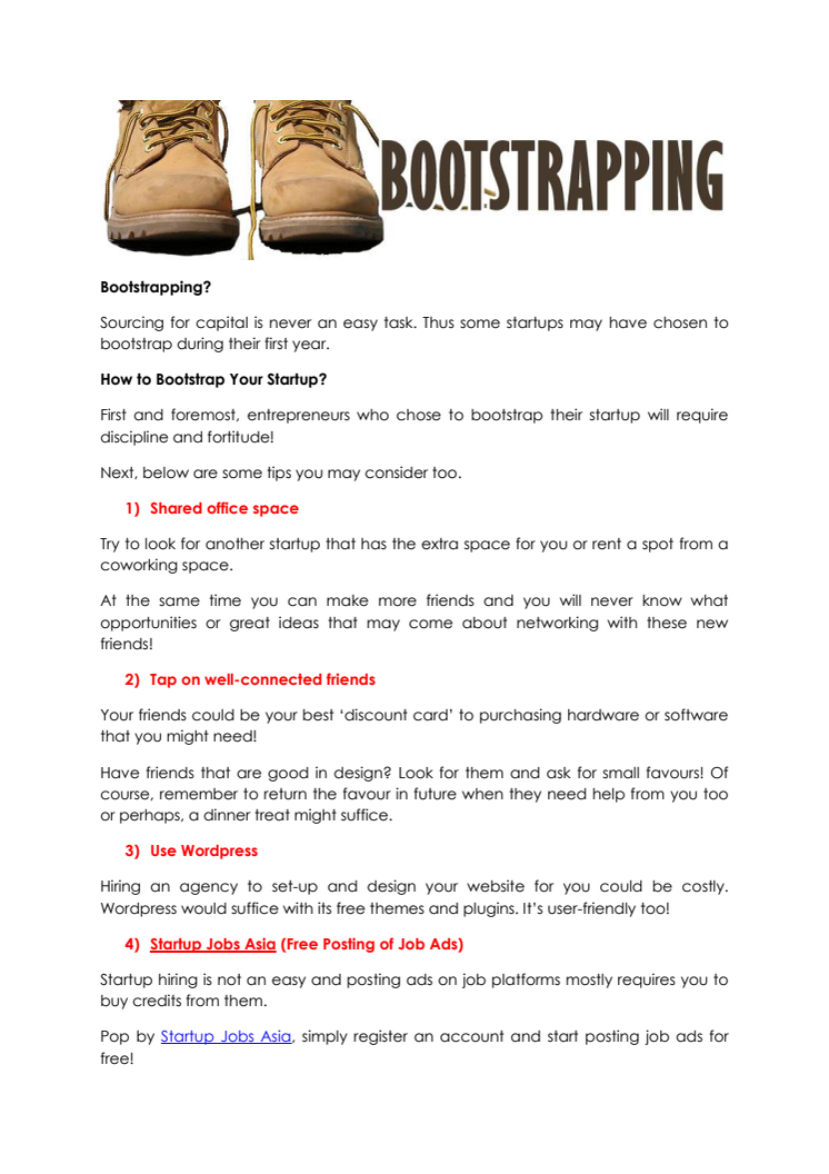 Bootstrapping? Here are some ideas