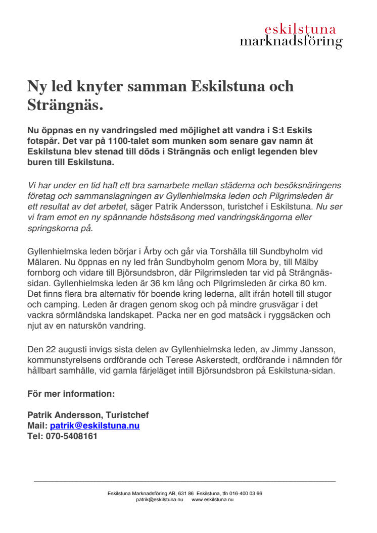 Ny led knyter samman Eskilstuna och Strängnäs