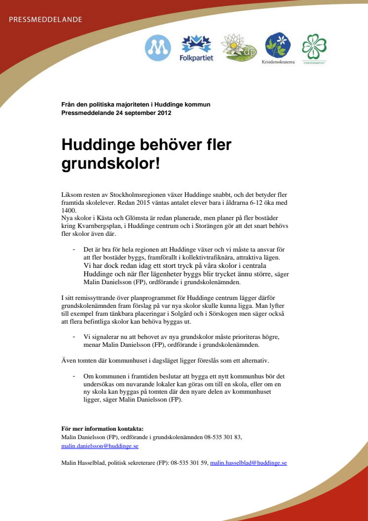 Huddinge behöver fler grundskolor!