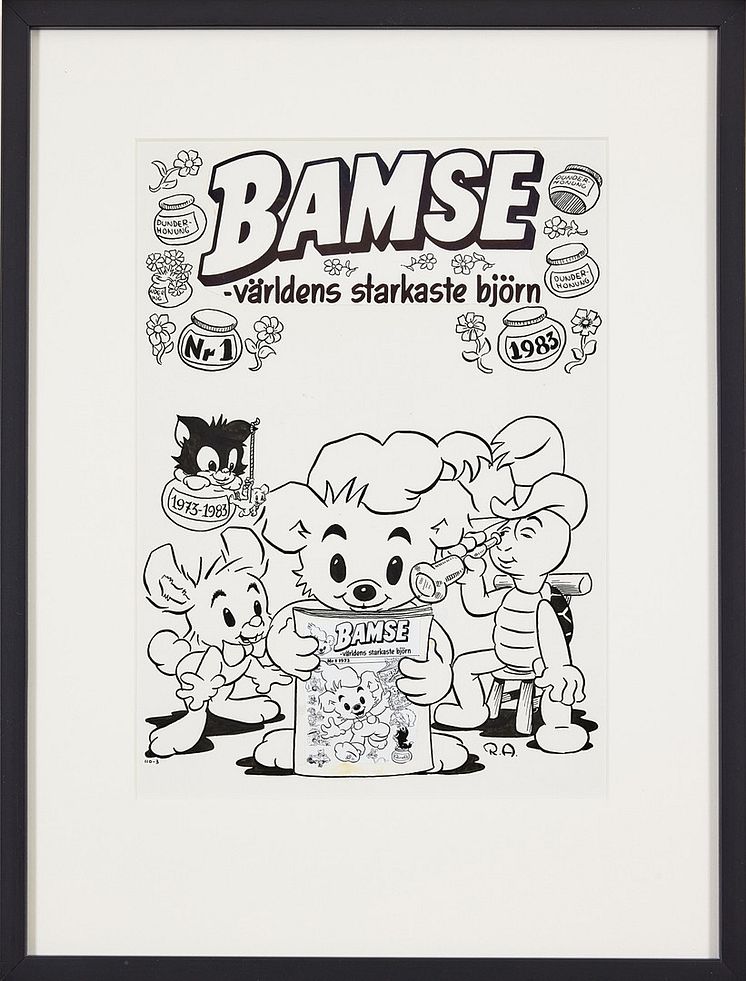 Originalteckning till Bamse, av Rune Andréasson