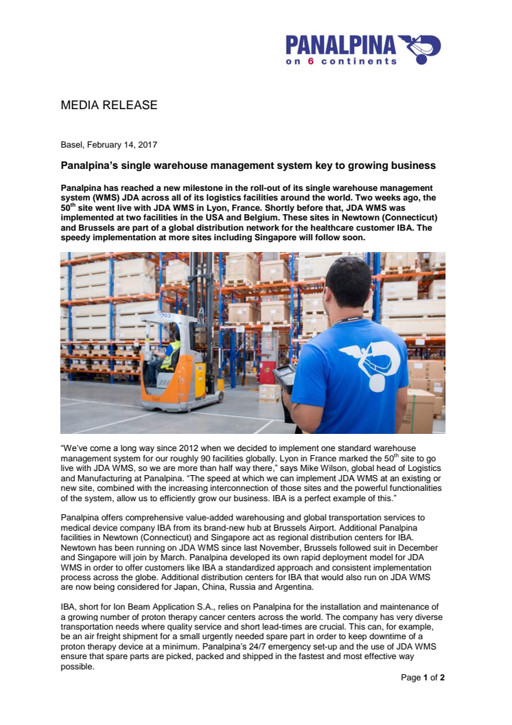 Panalpina’s single warehouse management system key to growing business