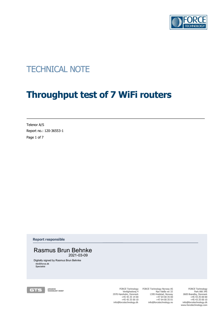 Testresultat fra FORCE Technology