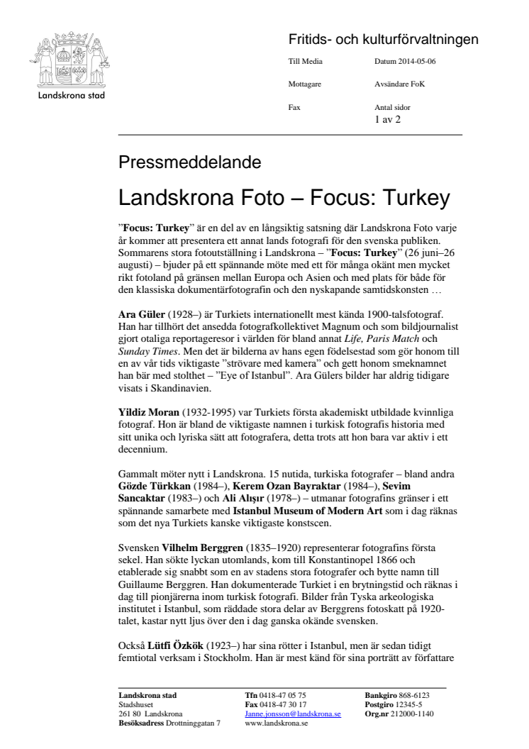 Landskrona Foto – Focus: Turkey