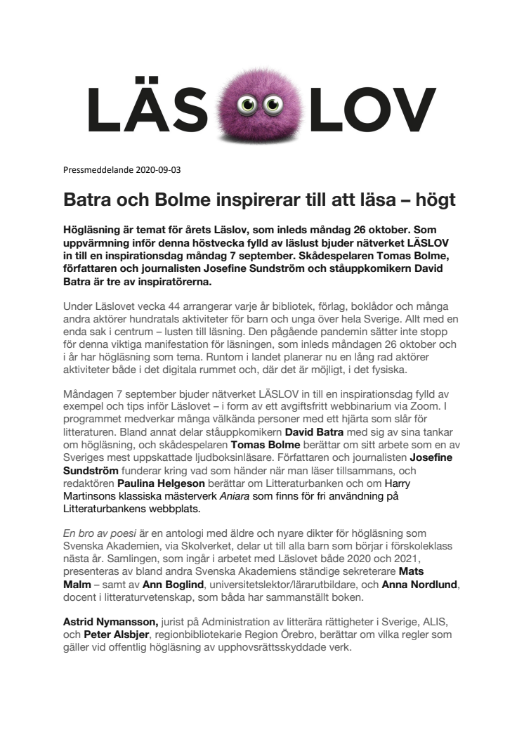 Batra och Bolme inspirerar till att läsa – högt