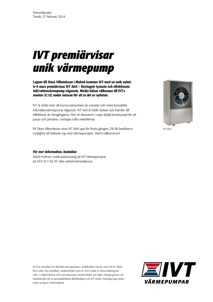 IVT premiärvisar unik värmepump