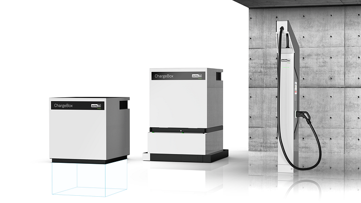 Die ChargeBox Dispenser von ADS-TEC Energy können ab sofort auch in Innenräumen eingesetzt werden. ChargeBox Batteriesystem für ebenerdige Installation.