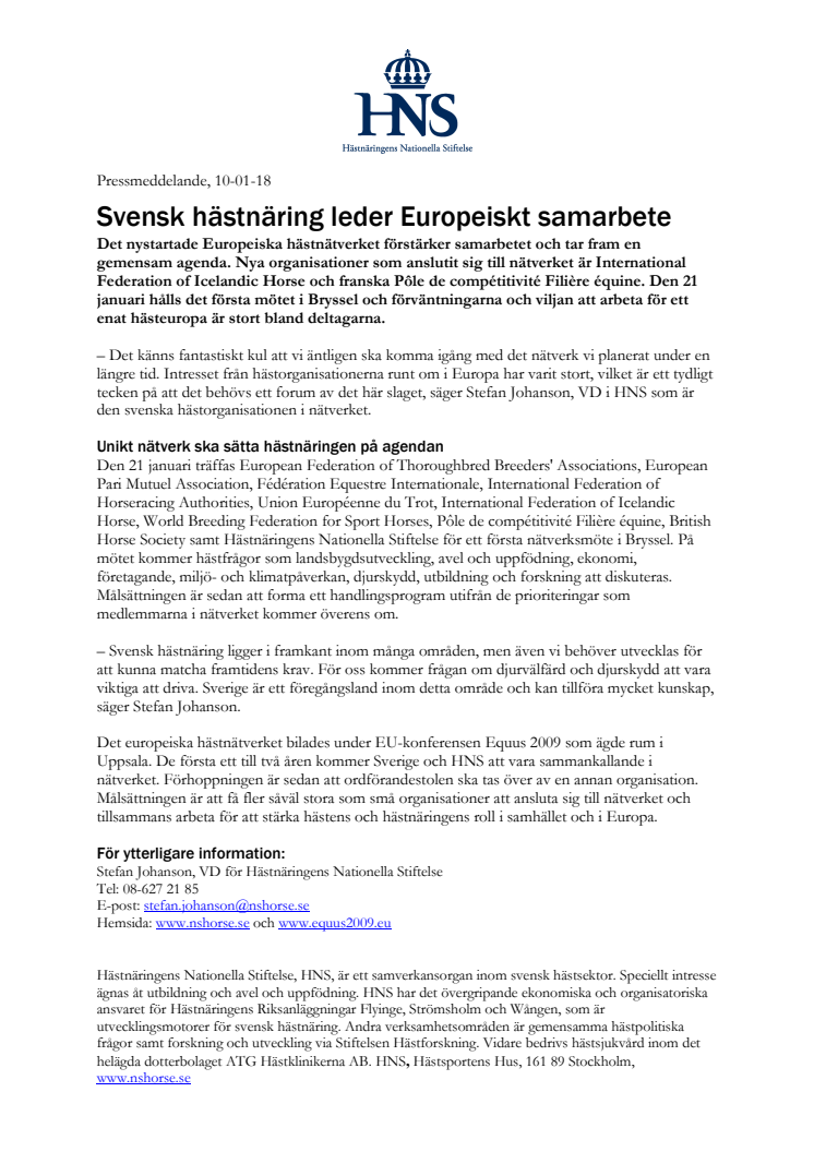 Svensk hästnäring leder Europeiskt samarbete