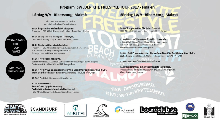 Program för Sweden Kite Freestyle Tour 2017 - Final