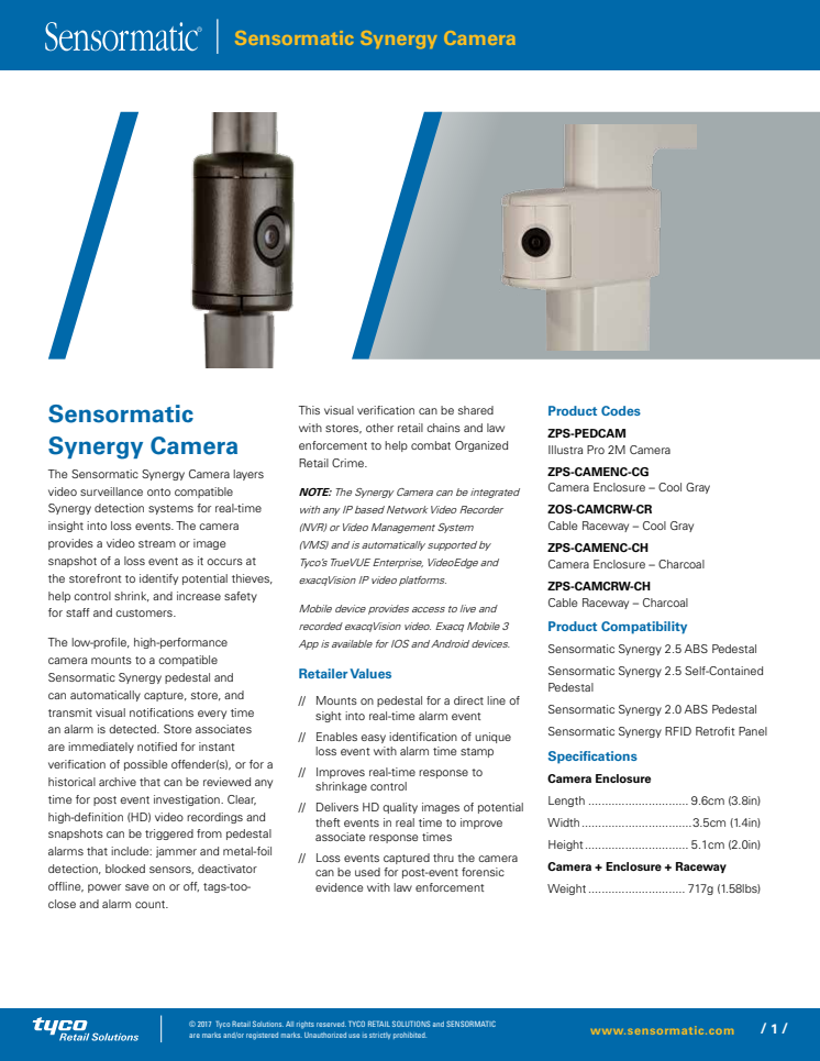 Sensormatic Synergy Camera