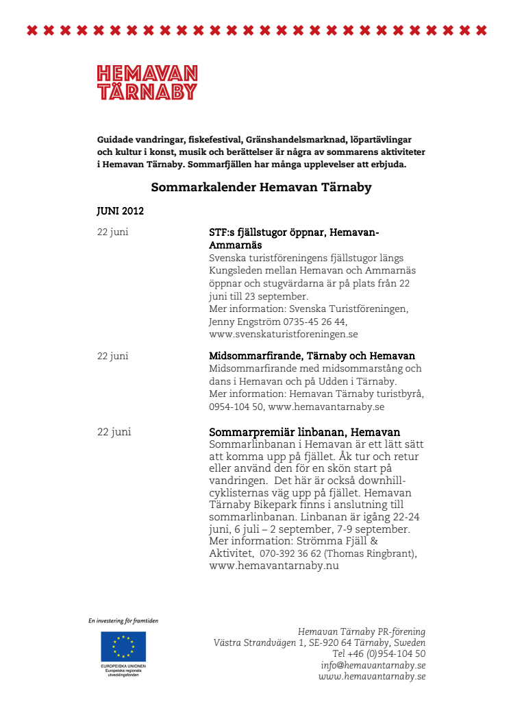 Sommarkalender Hemavan Tärnaby