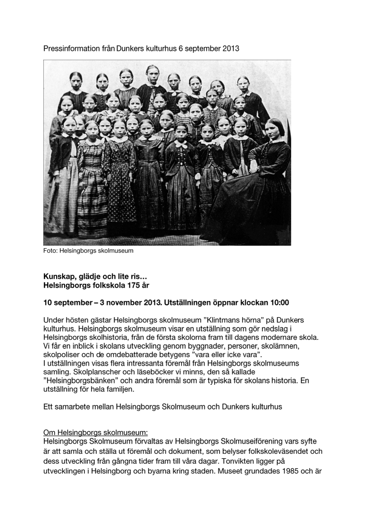 Kunskap, glädje och lite ris… Helsingborgs folkskola 175 år