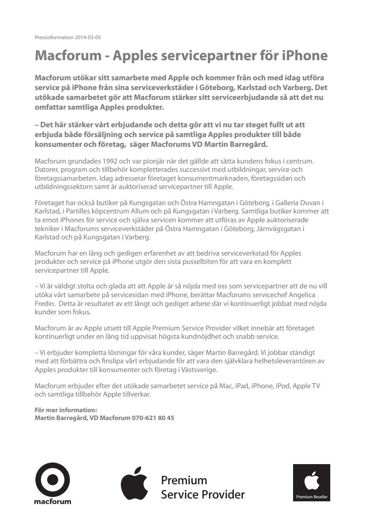 Macforum - Apples servicepartner för iPhone