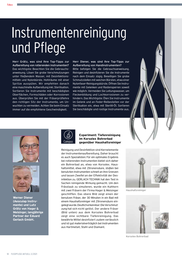 Instrumentenreinigung und Pflege