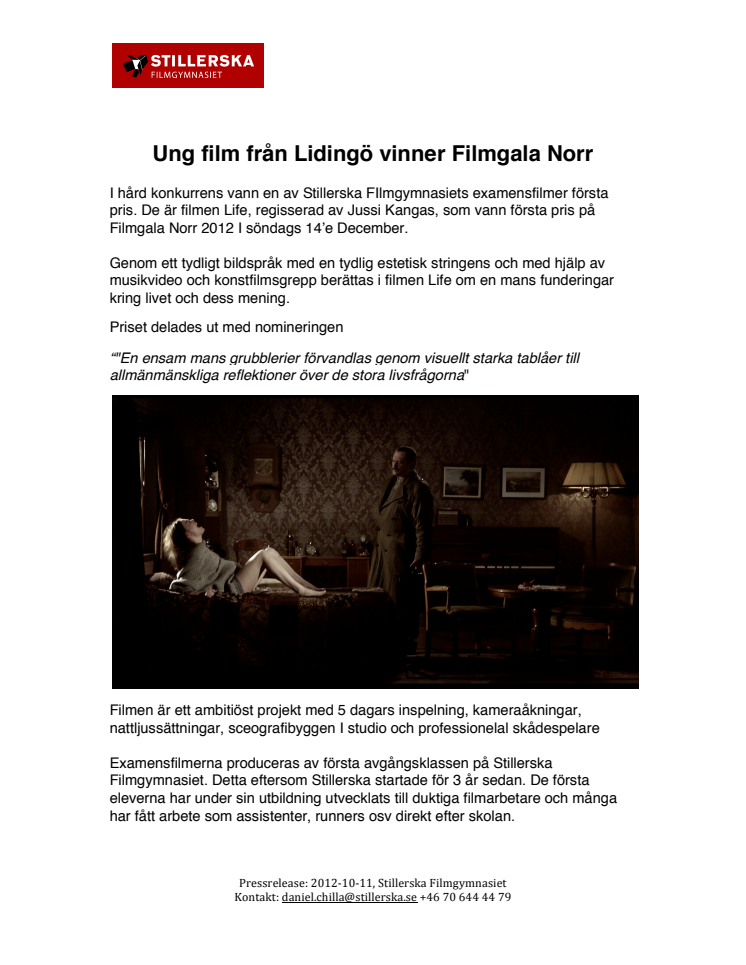 Ung film från Lidingö vinner Filmgala Norr
