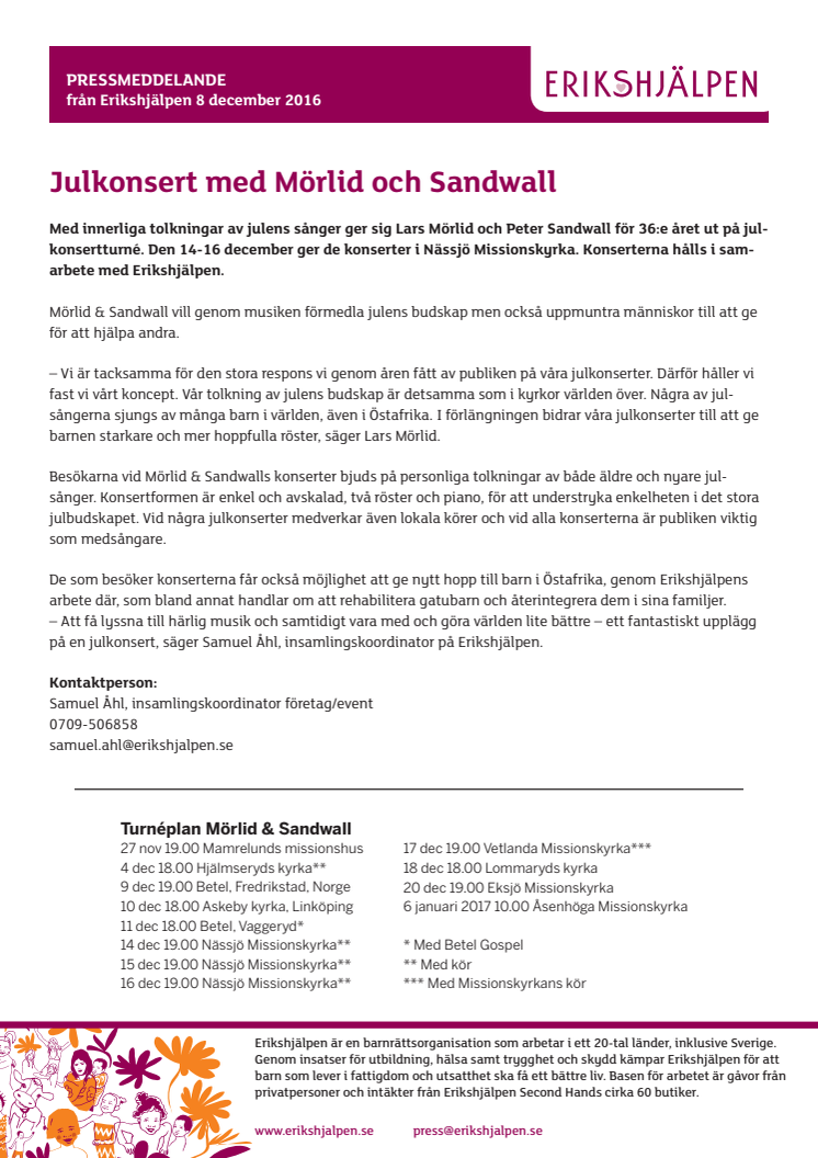 Julkonserter med Mörlid och Sandwall i Nässjö