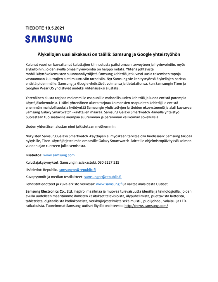 Älykellojen uusi aikakausi on täällä: Samsung ja Google yhteistyöhön