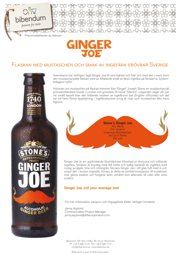Ginger Joe - Flaskan med mustaschen och smak av ingefära erövrar Sverige