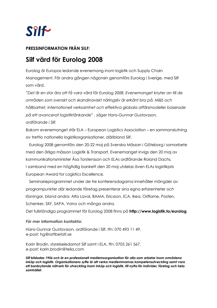 Silf värd för Eurolog 2008