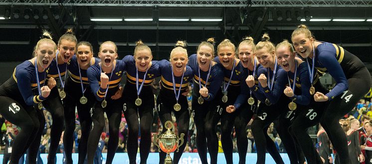 EM-guld till svenska damlaget i truppgymnastik 