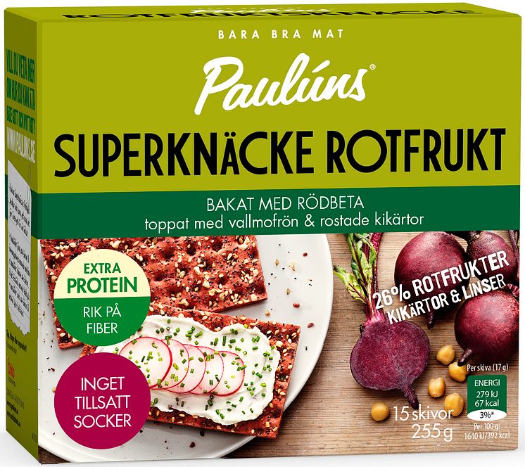 •	Paulúns Superknäcke Rotfrukt  -  bakat med rödbeta toppat med vallmofrön och rostade kikärtor