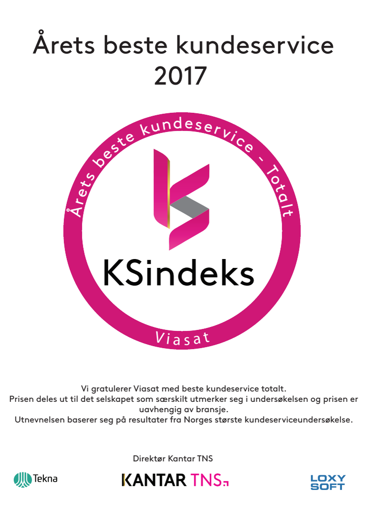 ​Viasat vinner prisen for Årets beste kundeservice 2018