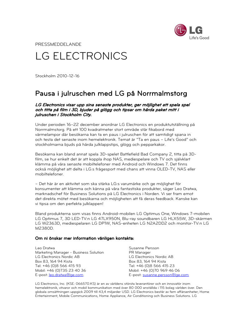 Pausa i julruschen med LG på Norrmalmstorg