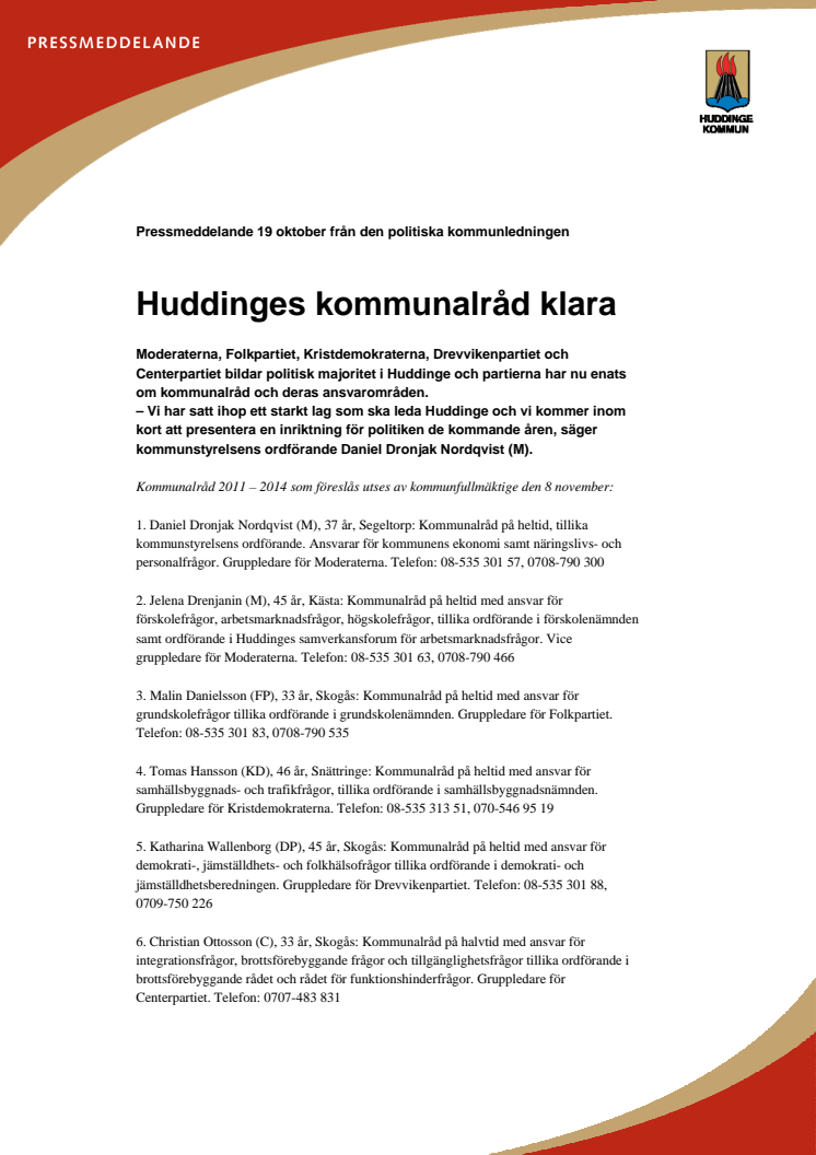 Huddinges kommunalråd klara