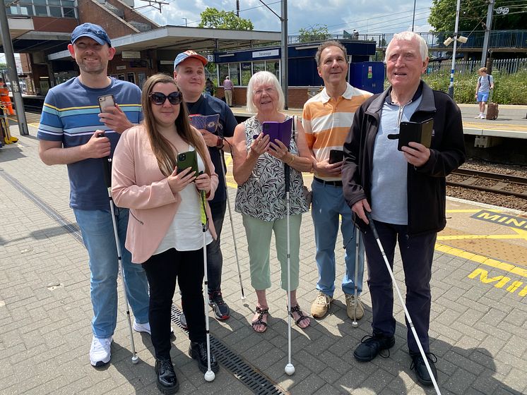 Bedfordshire Sight Loss Council volunteers test the new Aira app at Stevenage station