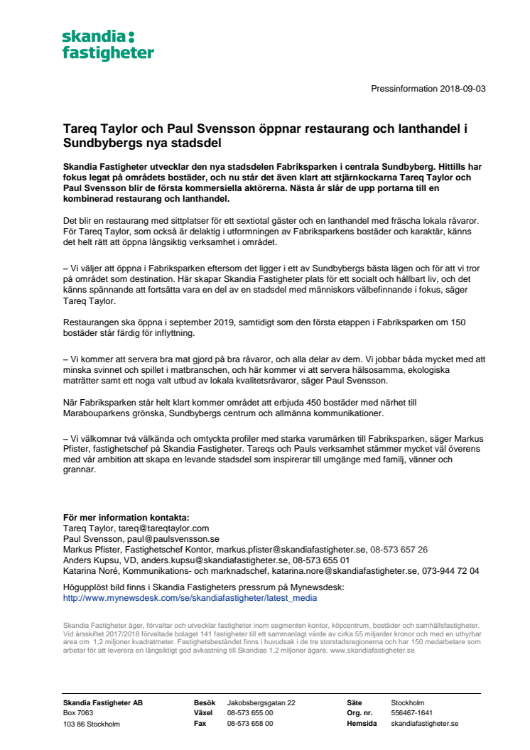 Tareq Taylor och Paul Svensson öppnar restaurang och lanthandel i Sundbybergs nya stadsdel