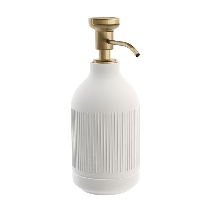 Pomd`or_x_Rosenthal_Equilibrium_Free_standing_soap_dispenser_white_Rips_Bronze