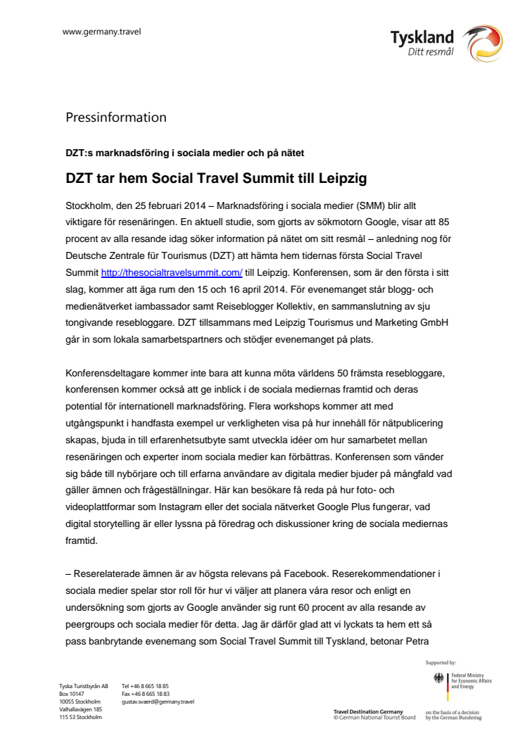 DZT tar hem Social Travel Summit till Leipzig