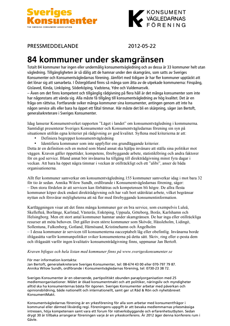 84 kommuner under skamgränsen