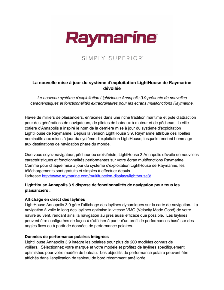 La Nouvelle Mise à Jour Du Système D'exploitation LightHouse de Raymarine Dévoilée