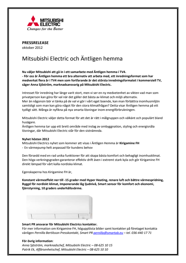 Mitsubishi Electric och Äntligen Hemma