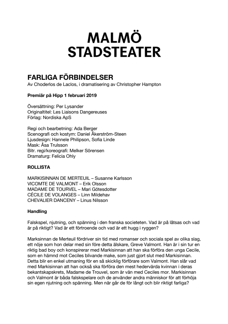 Pressmaterial Farliga Förbindelser