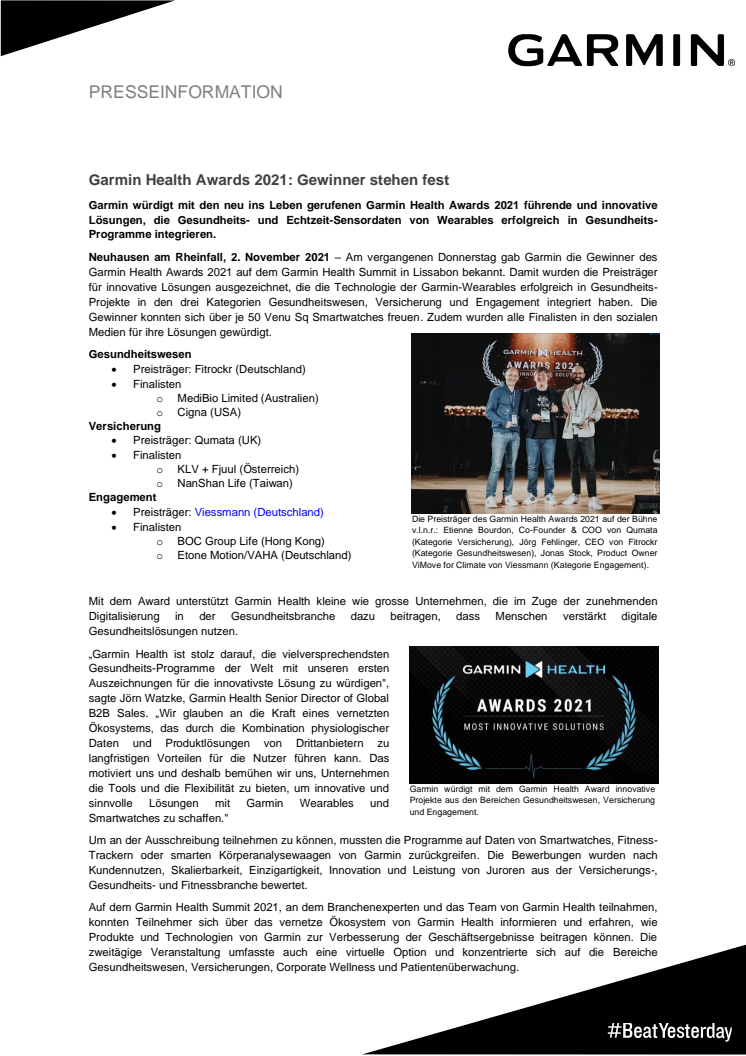 Garmin PM Health Award Preisträger 2021