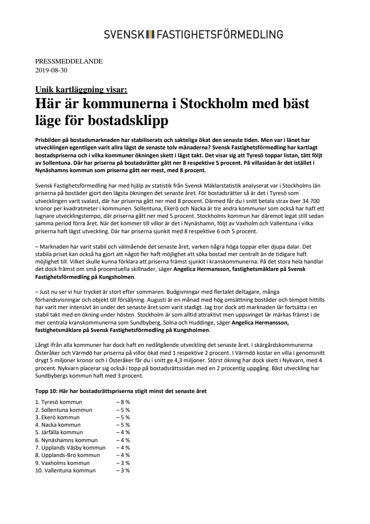 Unik kartläggning visar: Här är kommunerna i Stockholm med bäst  läge för bostadsklipp