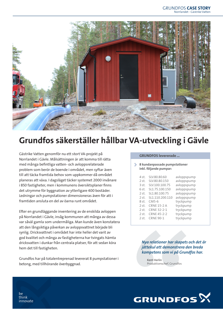 Grundfos säkerställer hållbar VA utveckling i Gävle