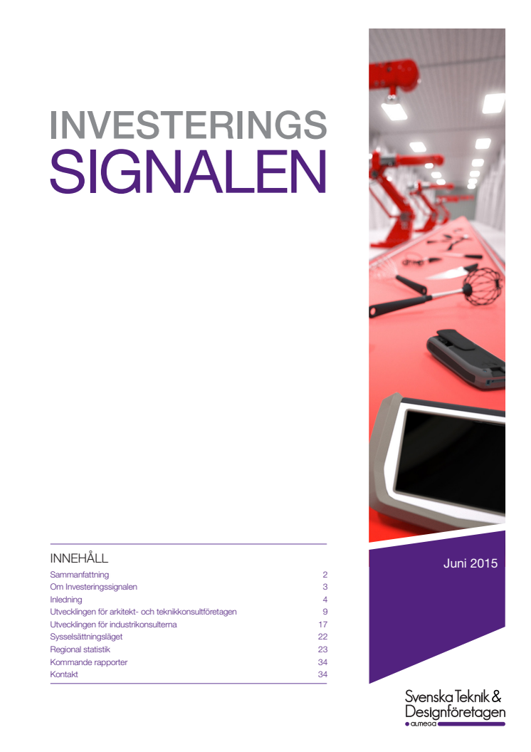 Svenska Teknik&Designföretagen: Investeringssignalen, juni 2015