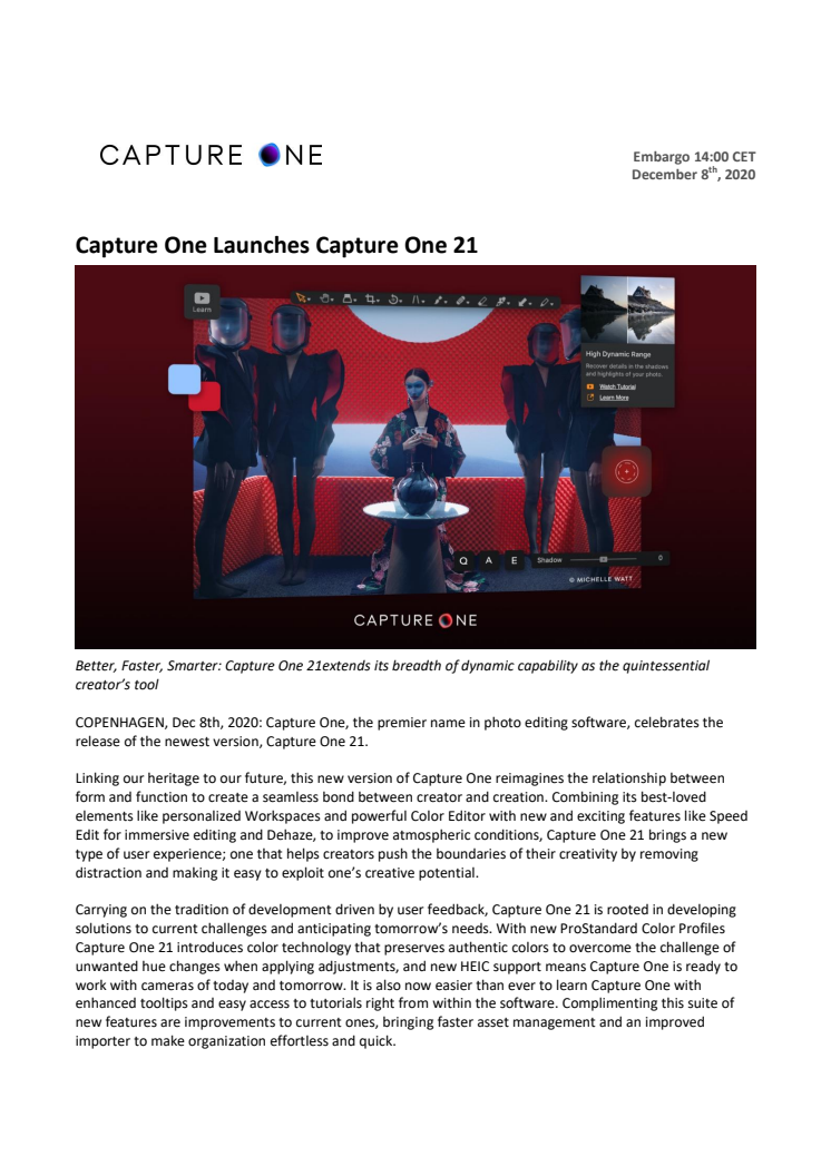 Capture One Launches Capture One 21