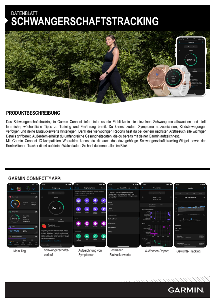 Garmin Datenblatt Schwangerschaftstracking