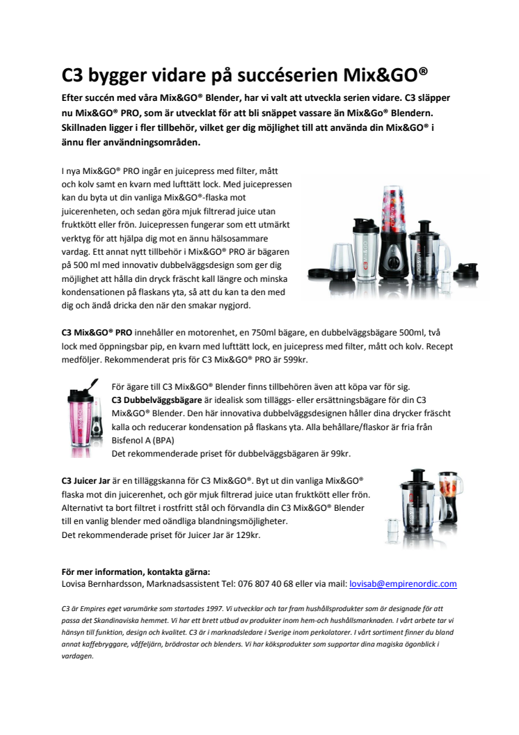C3 bygger vidare på succéserien Mix&GO® 