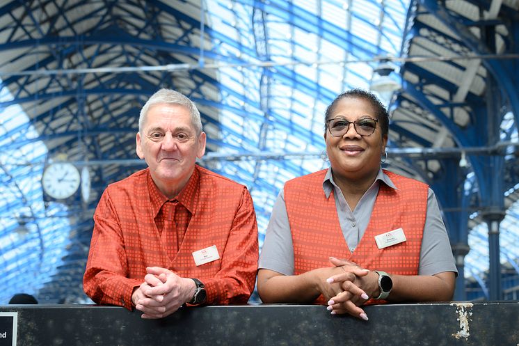 Mark Thake and Beverley Gordon are celebrating the Gatwick Express' Ruby Anniversary