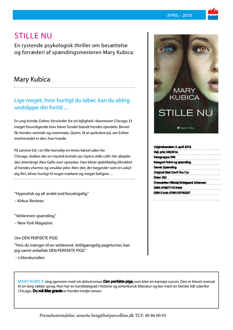 udkommer i dag: STILLE NU af Mary Kubica