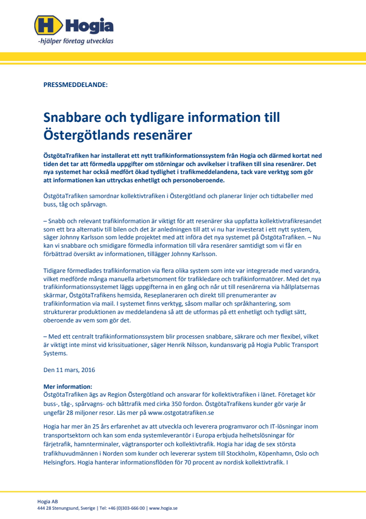 Snabbare och tydligare information till Östergötlands resenärer