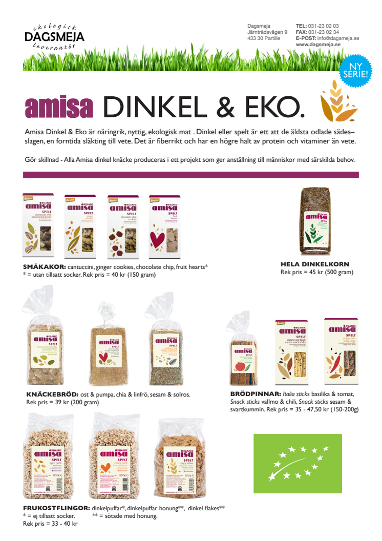 Amisa dinkel & eko - ny serie med dinkelprodukter